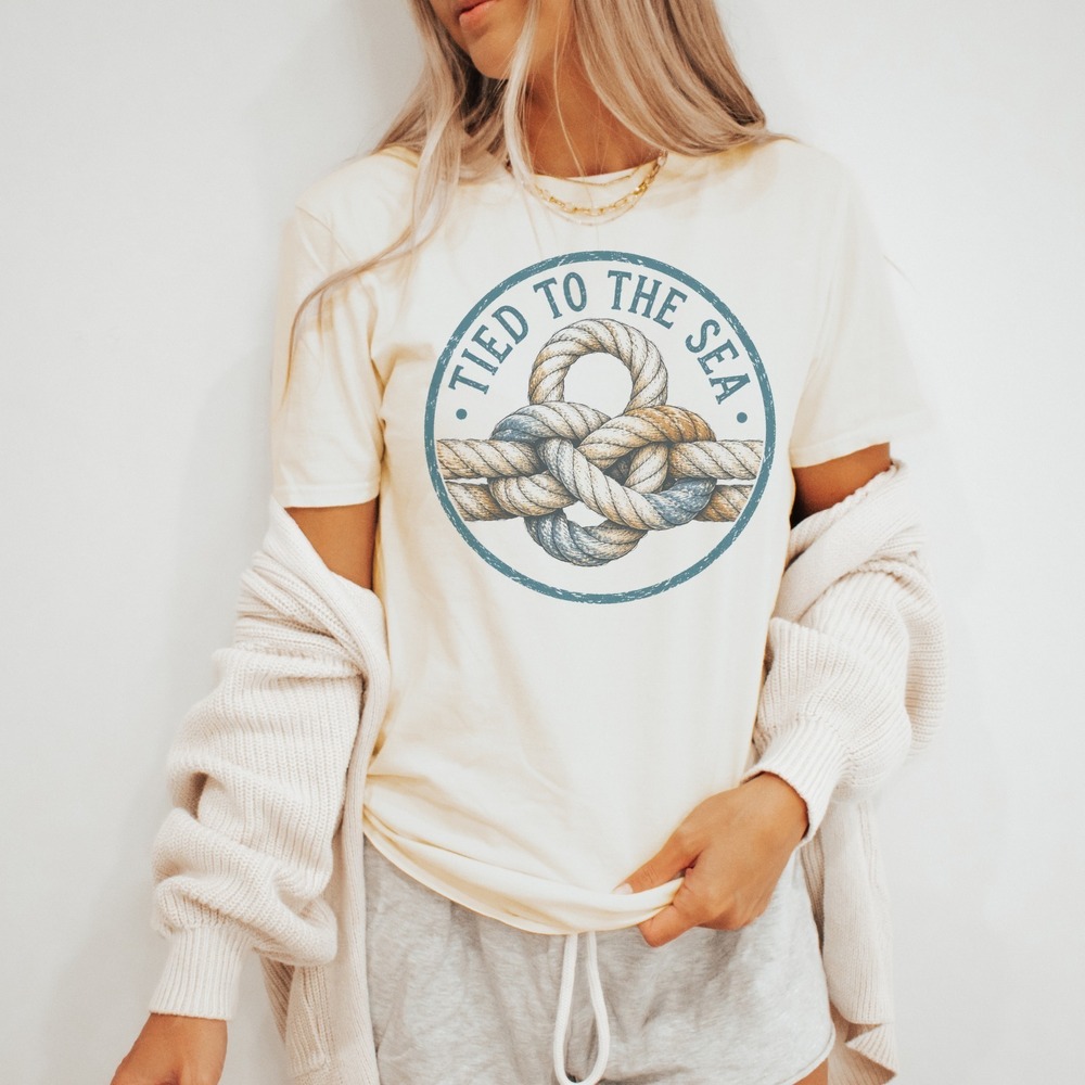 Tied to the Sea Nautical Knot Vintage Style Tee